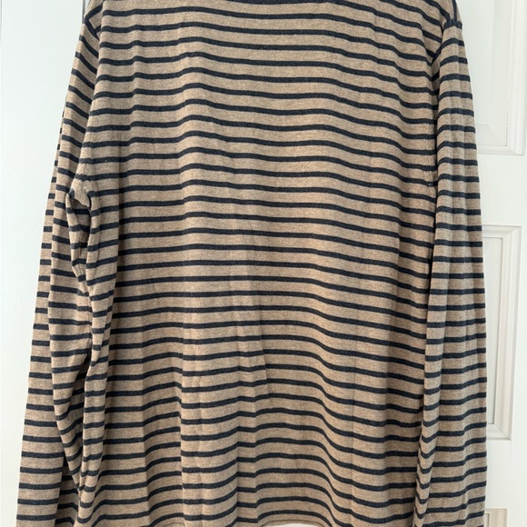 7 For All Mankind - men’s striped cotton blend sweater w rolled hem details - L - Picture 2 of 11